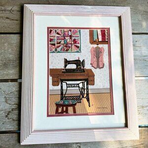 Janet Gearing Treasured Pieces Singer Sewing Machine Art Print Signed Applique